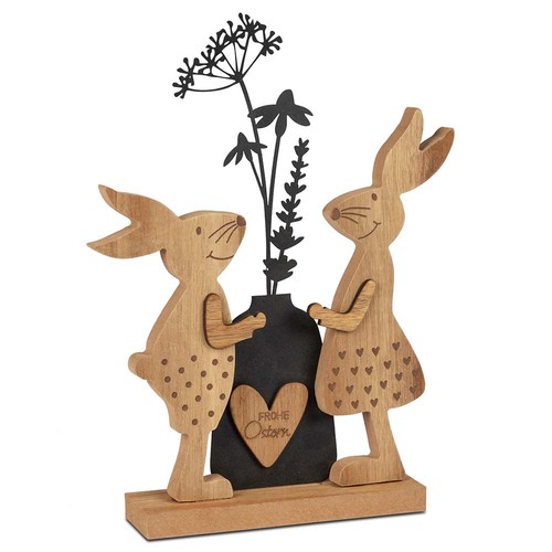 Hasen holz vase blumen - +,
