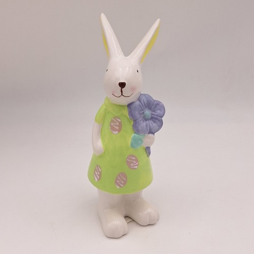 Hase mit blume keramik weiß - mit,